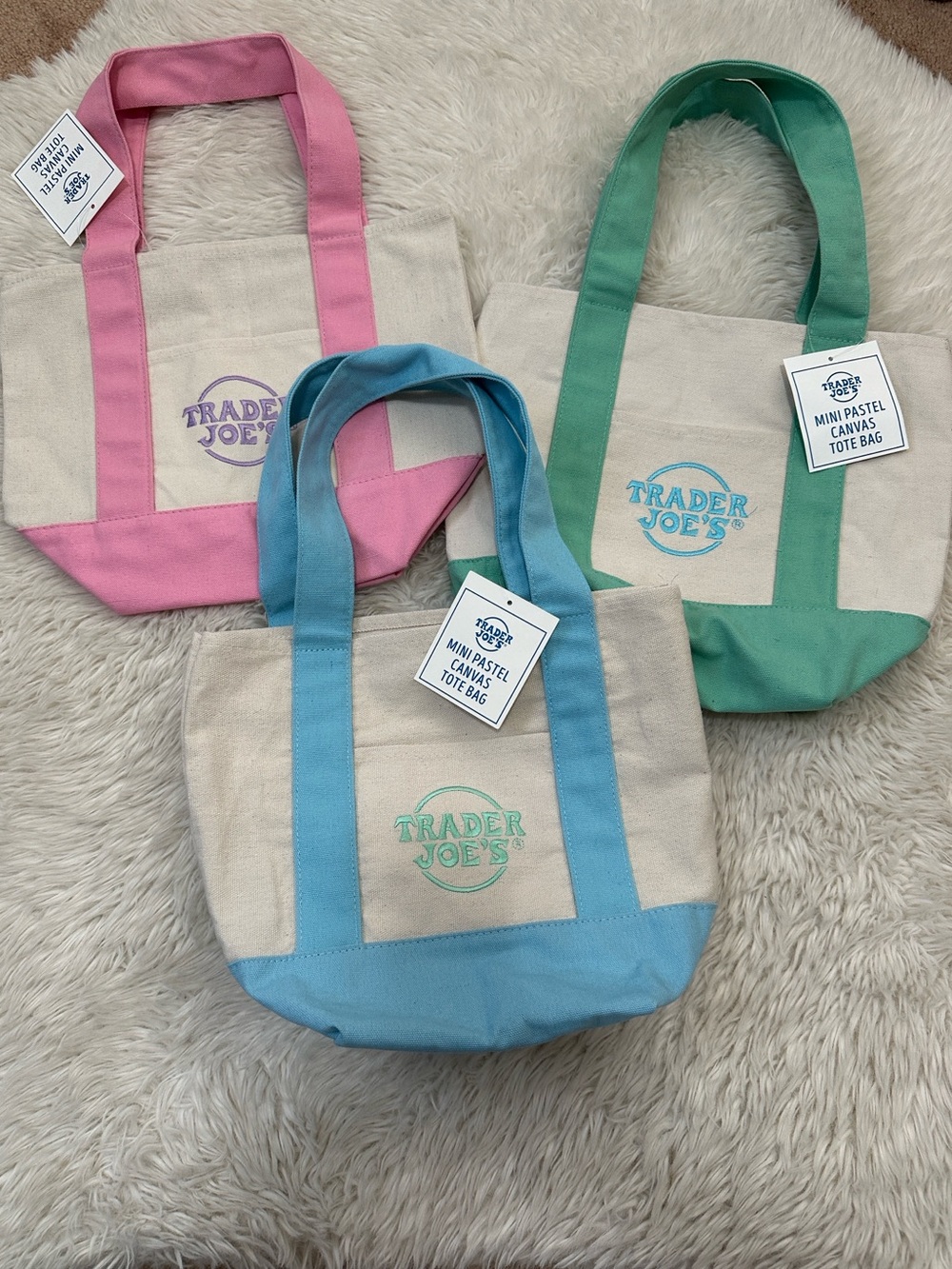 Trader Joe’s pastel tote bags Set of 3